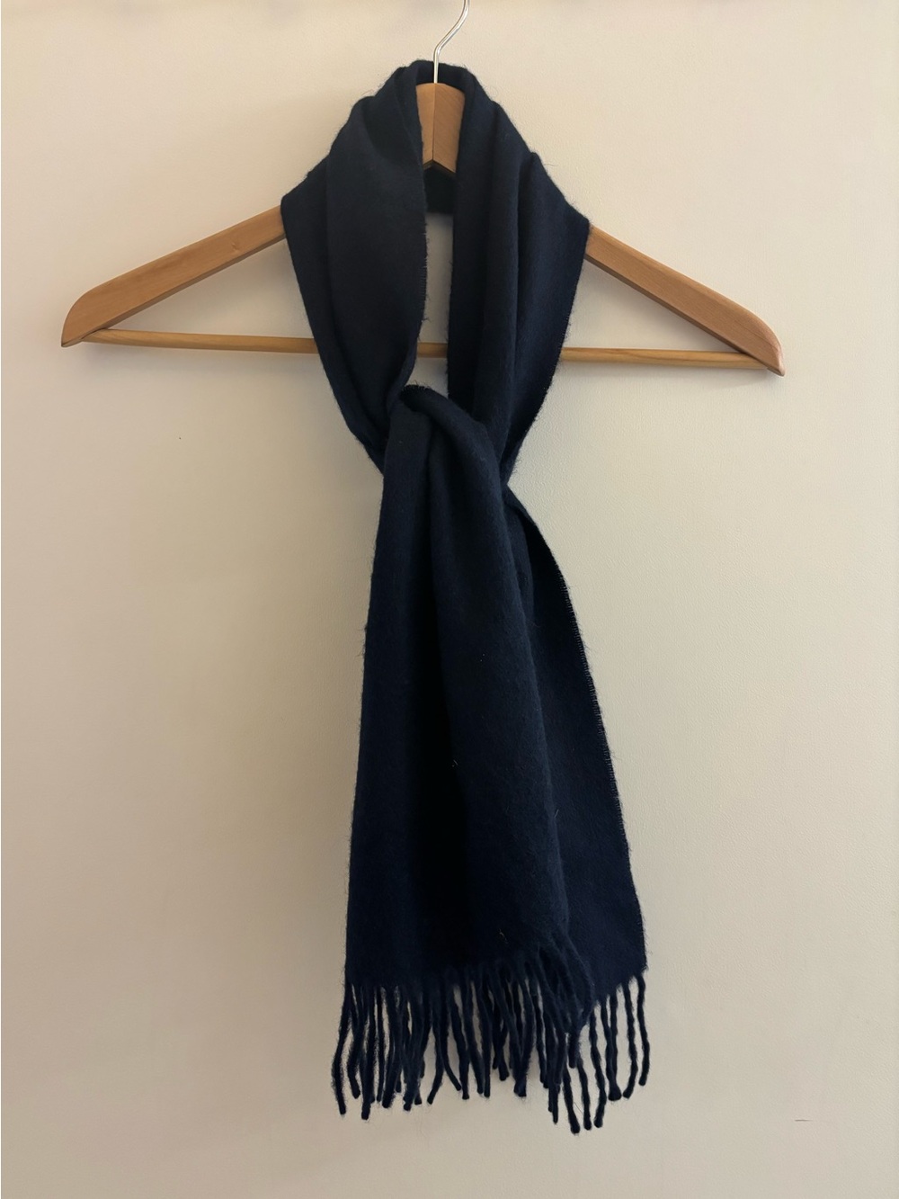 Vintage 100% Cashmere Black Fringe Scarf